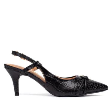 Imagem de Sapato Scarpin Feminino Vizzano Croco Preto - 35