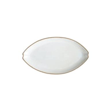 Imagem de Prato de serviço prato de jantar retangular de cerâmica para casa retro porcelana grande prato de peixe cozido no vapor 40,6 cm pratos ovais de grés pratos de jantar micro-ondas pratos seguros para