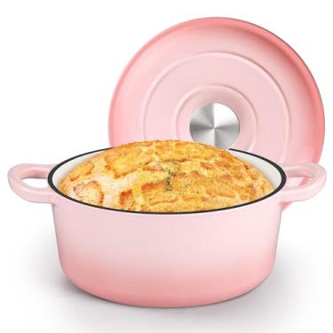 Imagem de HaSteeL Forno holandês esmaltado de ferro fundido de 3 litros (rosa)