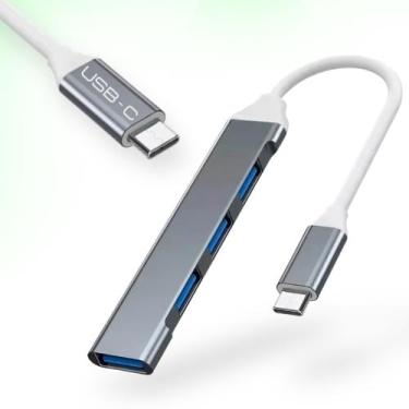 Imagem de Hub Adaptador Usb Tipo-c 4x1 Hub Com 4 Portas Usb 3.0 - Genérico