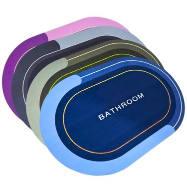 Imagem de Kit 4 Tapete de Banheiro Antiderrapante Super Absorvente Secagem Rápida – Tapete para Chuveiro, Cozinha e Varanda, Macio e Confortável (Azul Cinza Roxo Verde)