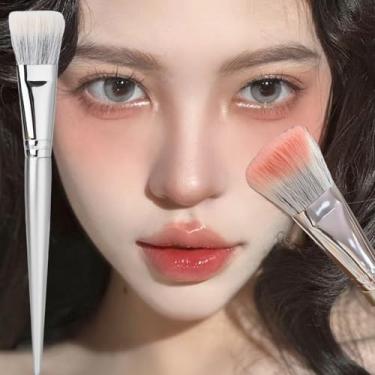 Imagem de Pincel de blush de ponta dupla de cabeça chata para mulheres especial básica sombra de nariz esculpir beleza cosméticos ferramentas, grande (18,5 * 4 * 1 cm)