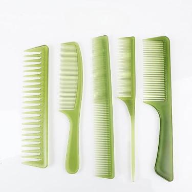 Imagem de Conjunto de 5 pincéis de cabelo para uso doméstico, grande, conjunto de maquiagem, pente portátil, suprimentos de cabeleireiro para homens e mulheres (verde)