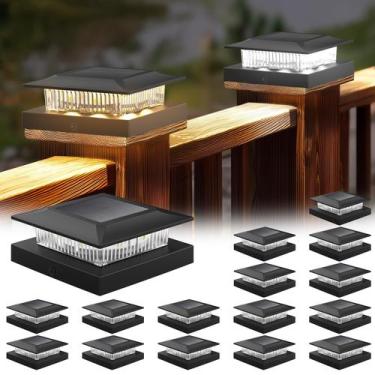 Imagem de Solar Post Cap Lights Icerona, pacote com 16 unidades, branco quente e