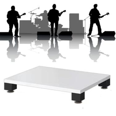 Imagem de Rack HiFi 2 3 4 níveis de armazenamento de mídia suporte toca-discos com absorção de choque, equipamento AV suporte móvel de mídia aberta (preto, 60 x 48 x 10 cm)