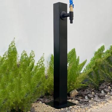 Imagem de Fonte vertical de coluna de água de jardim de aço inoxidável 304, dispensador de água decorativo hidrante para irrigação e irrigação de pátio, preto - 14 x 14 cm