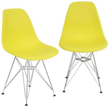 Imagem de Kit 2 Cadeiras Charles Eames Eiffel Base Metal Cromado - Lianto Decor,