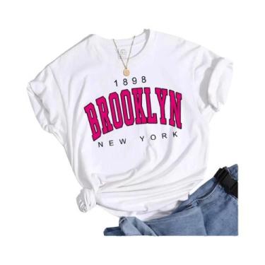 Imagem de Camiseta Feminina Brooklyn New York - Estampa Gráfica Manga Curta, BR-