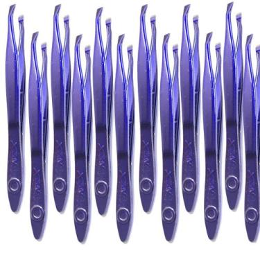 Imagem de Pinça De Sobrancelha Profissional Nzx Azul 12 Unidades