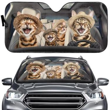 Imagem de Bengala Capa de para-sol para para-brisas de carro para dirigir gatos, viseiras de sol de pára-brisas de carro de animais de estimação, protetor solar dobrável para animais de estimação fofos,