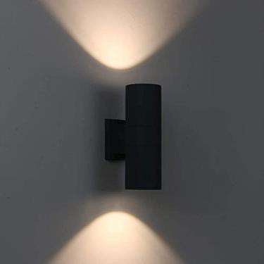 Imagem de Luminária de parede moderna preta dupla para cima e para baixo, luminária de parede externa de aço inoxidável, lâmpada de parede LED IP65 (3000K), lâmpada de decoração para casa, lâmpada de