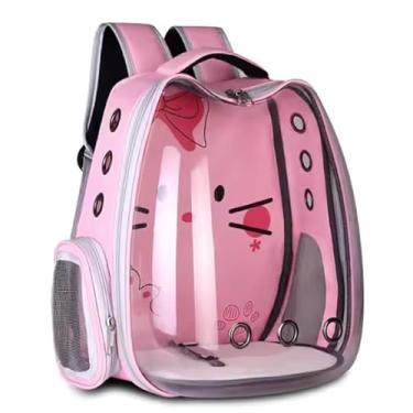 Imagem de Mochila Transporte Animais Passeio Visor Panorâmico 360 Graus Cão Gato Passáros Suporta Pet Até 7Kgs (Rosa)