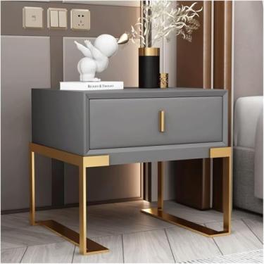 Imagem de Mesa de cabeceira para quarto, armário de cabeceira, mini armário de cabeceira com uma gaveta, perna dourada/perna preta, mesa de cabeceira, 1, pés de armário dourados