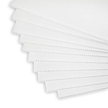 Imagem de Folhas de plástico ondulado branco 43 x 33 cm, pacote com 10 | Placas de placa Coroplast em branco para escritórios, salas de aula, quintal, venda de garagem, casa aberta de corretores de imóveis,