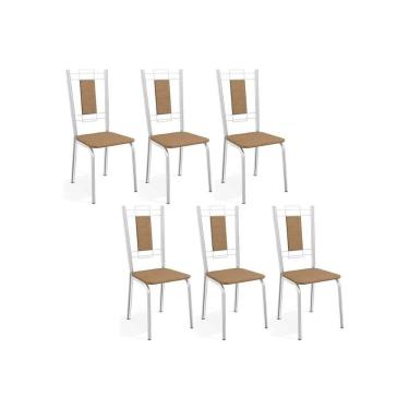 Imagem de Cadeira Sala De Jantar Florença 2c005 Aço Kit 6 Uni Cromada-capuccino - Kappesberg