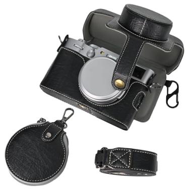 Imagem de Rieibi Capa De Couro Retrô X100Vi Para Câmera Digital Fujifilm - Protetora Com Alça E Preta