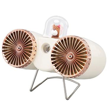 Imagem de ZJchao Fã do Ventilador da Mesa USB Ventilador de Desktop Com 3 Velocidades e Névoa de Spray Noturno Leve Carregamento USB Portátil para o Escritório Em Casa Dormitório Camping Travel (Branco)