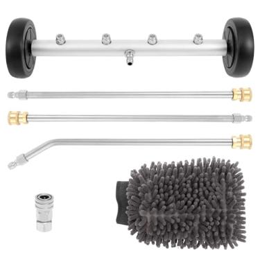 Imagem de KHZSPP Lavadora de alta pressão limpador de material rodante vassoura de água, limpador de material rodante com canhão de espuma, vassoura de água de lavagem de carro com bocais e hastes de extensão