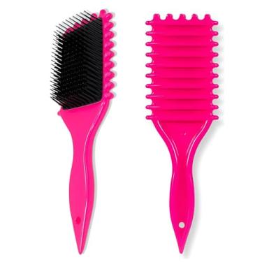 Imagem de Escova Cabelo Fitagem Finalizadora Onda Profissional - Modelar e Definir Cachos Raquete Wave Mechas Premium CORES SORTIDAS