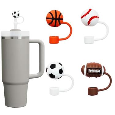 Imagem de GGDECA 4 peças de topo de palha para copo Stanley, tampa de cobertura de palha de silicone de 10 mm para copos Stanley 30 1,134 g, acessórios de tampa reutilizáveis