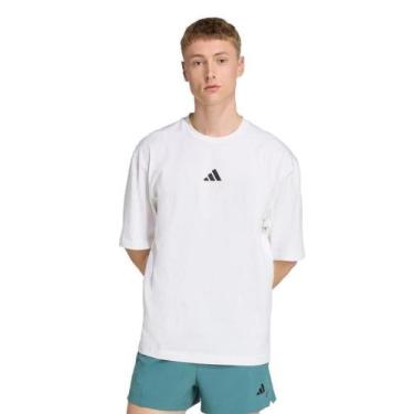Imagem de Camiseta Adidas 3 Listras Oversized Masculina, Branco, GG