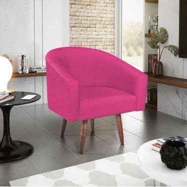 Imagem de Poltrona Decorativa Sala De Estar Recepção Luiza Pés Palito Suede - Amarena Móveis Pink