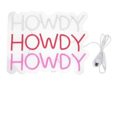 Imagem de Howdy sinal de néon led usb alimentado colorido brilhante decoração da parede luz para bar café quarto clube acrílico silicone