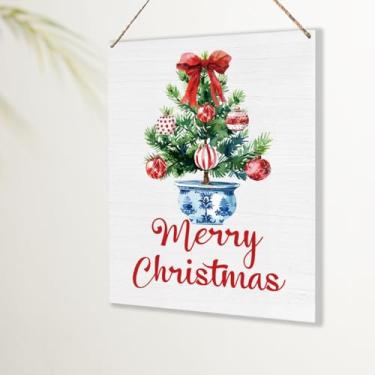 Imagem de Chinoiserie Placa de Decoração de Natal Decorações de Natal Presentes para Mulheres Homens Bonito Feliz Natal Parede Porta Pendurada Placa para Casa Escritório Cozinha Banheiro Quarto