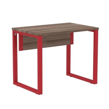 Imagem de Mesa Escritório P25 Tub Pandin 90 Cm (larg) Tampo Mdp Walnut Pé Aço Tubular Vermelho