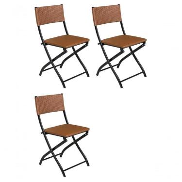Imagem de Cadeira Dobravel Bar, Lanchonete Caramelo - Kit 3 Pc