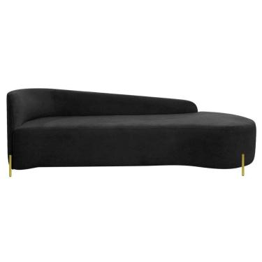 Imagem de Divã Recamier Orgânico França 220cm Lado Dir Pés Metal Dourado Bouclé Cor Preto