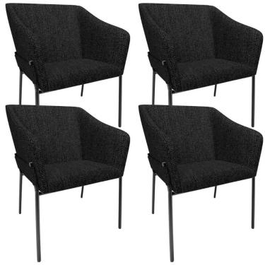 Imagem de Kit 4 Cadeiras Para Sala De Jantar Estar Living Olívia L02 Linho - Lyam Decor