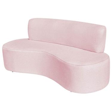 Imagem de Sofá Curvo 2 Lugares Amsterdã 140cm Suede Cor Rosa Bebê