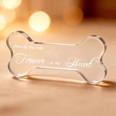 Imagem de Grevosea Enfeite memorial para animais de estimação, lembrança em forma de osso acrílico de cristal para cães, gatos, perda de animal de estimação, presente de simpatia, decoração de lembrança de foto