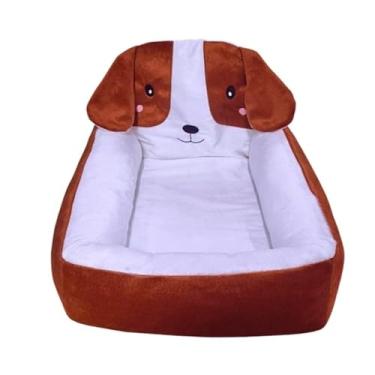 Imagem de Cama Pet para Cachorro e Gato com Pelúcia | Antialérgica e Lavável | Conforto para Pets Pequenos e Médios(Marrom/Branco)