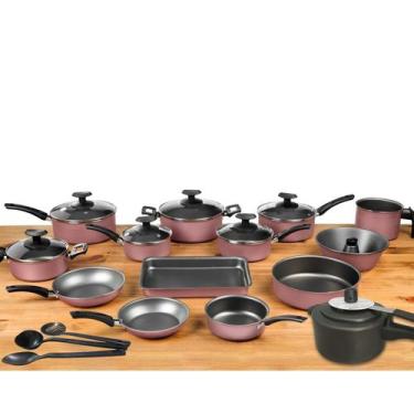 Imagem de Conjunto Panelas 17 Pc Antiaderente Panela Pressão Rose - Imperial®