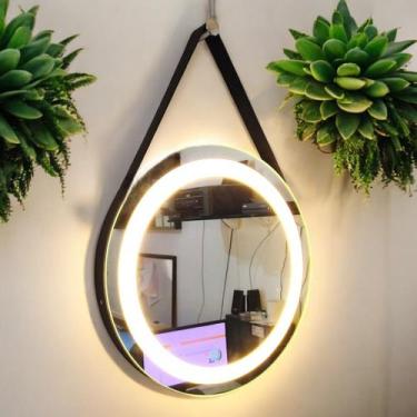 Imagem de Espelho 4mm 80cm LED 3 cores adnet cinto cinta couro marrom pendurador