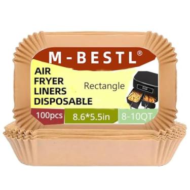 Imagem de 100 peças de forros de papel pergaminho para fritadeira a ar, retangular, 21 x 14 cm, descartáveis para cesta dupla de 6 a 10 QT, DZ201-DZ401-DZ071 fritadeira a ar, assar, assar