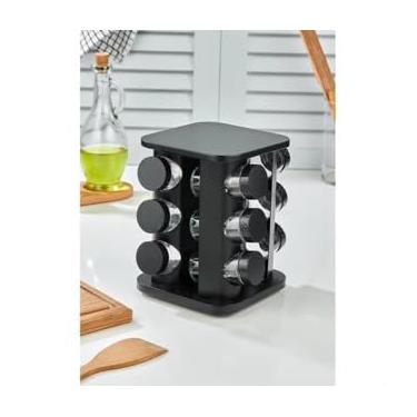 Imagem de Porta Temperos Giratório Com 12 Potes De Vidro, Tampa Dosadora
