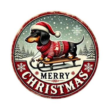 Imagem de Arte De Parede Redonda De Metal Alumínio 8x8" Com Design De Guirlanda 