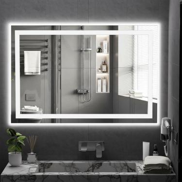 Imagem de Espelho 80x110 Led Jateado Frontal Premium Bancada Suíte Hall Frio-horizontal