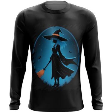 Imagem de Camiseta Manga Longa Bruxa Halloween Azul Festa 5 - Kasubeck Store®, I