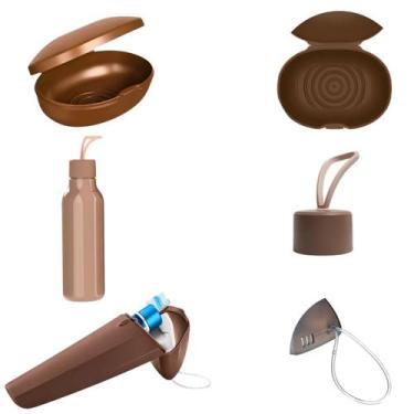 Imagem de Kit Viagem Porta Escova de Dente Saboneteira Soft Garrafinha Multiuso 