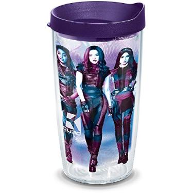Imagem de Tervis Disney Descendants 3 Made in USA Copo isolado de parede dupla mantém as bebidas frias e quentes, 473 ml, tampa roxa real