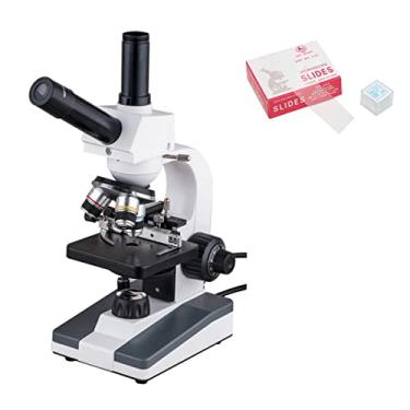 Imagem de Kit de acessórios para microscópio 40X-640X monóculo/binóculo/microscópio biológico trinocular com 12,5X slides de microscópio para lente de telefone celular (cor: visualização dupla)
