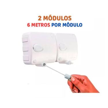 Imagem de Varal Retrátil Automático Modular Stendmax 2 Un. Com 6m Cada