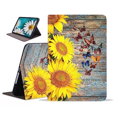 Imagem de stmedazm Capa para tablet Samsung Galaxy Tab A8 de 10,5 polegadas 2022 [SM-X200/X205/X207], capa fina de couro PU, suporte ajustável com despertar/hibernar automaticamente - borboleta e girassol