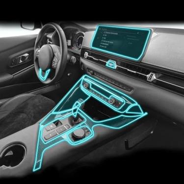 Imagem de NXZWPNQA Navegação GPS para carro Película protetora interior console central película protetora TPU transparente anti-arranhões, para Toyota Supra GR 2020-2023