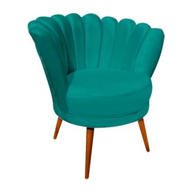 Imagem de Poltrona Sala de Estar Decorativa Cadeira Estofada Pé Palito Celine (Suede Azul Turquesa)