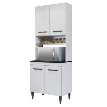 Imagem de Paneleiro Torre Quente 4 Portas 3 Prateleiras Atenas Kaiki Moveis Branco